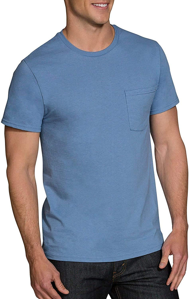 Fruit of the Loom Men's Pocket T-Shirts 8-Pack Duel Defense Colors Vary Sizes 2X-3X Slightly Imperfect