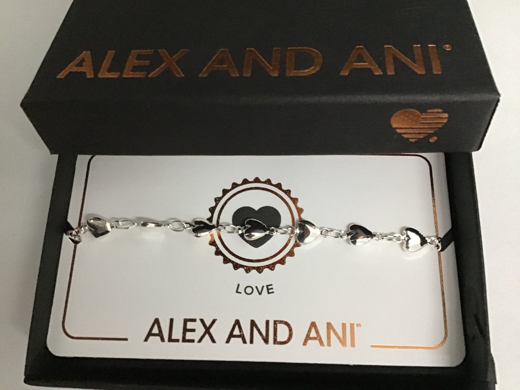 Alex and ANI Heart Beaded Stretch Bracelet Silver One Size
