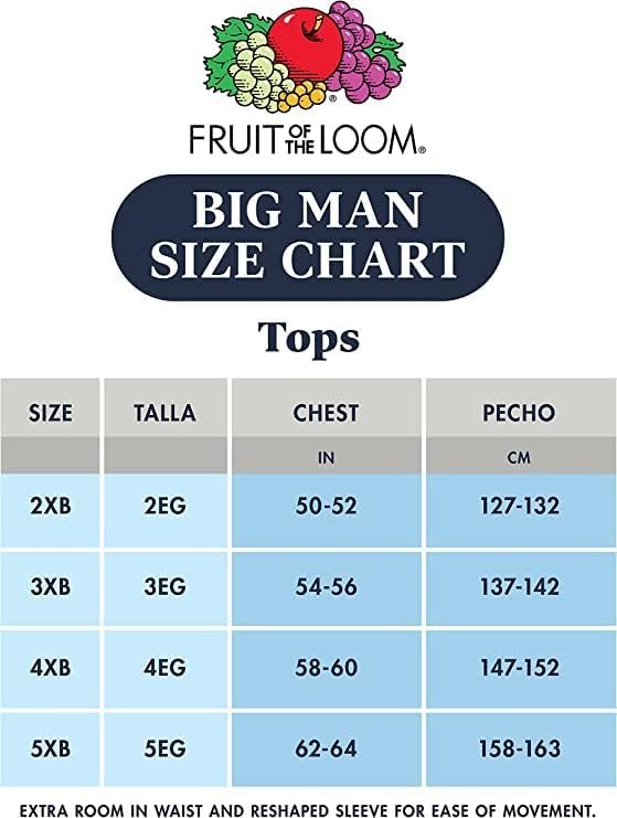 Fruit of the Loom Mens T-Shirts Breathable Cotton Undershirt Big Man 3 Pack White 5XB