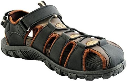 Mens Easy USA Waterproof Sport Sandals, Black/Brown, 11 M US