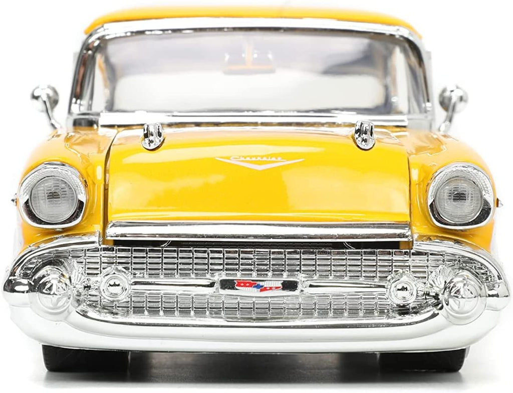 Big Time Muscle 1:24 1957 Chevy Bel-Air Die-cast Car Yellow, Toys for Kids and Adults