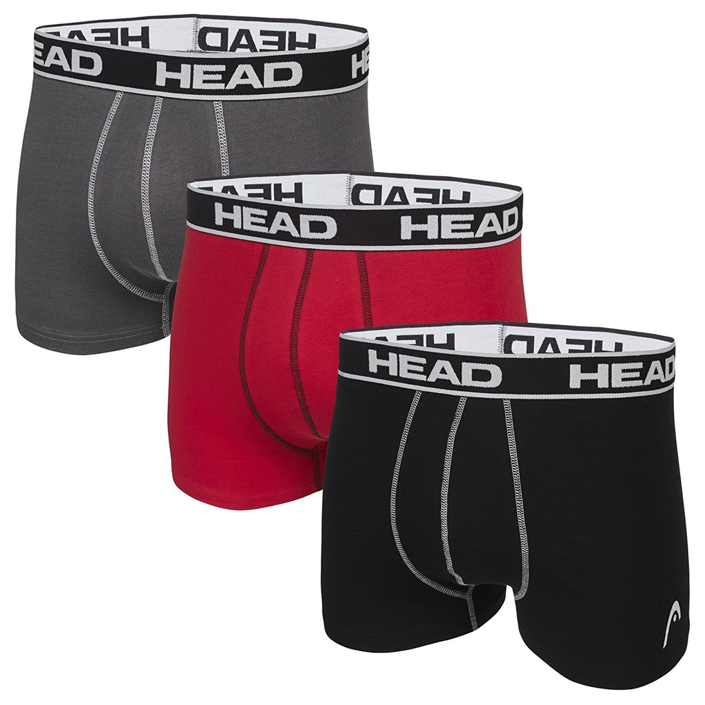 HEAD Mens Boxer Briefs Athletic Fit Underwear 3-Pack Stretch Cotton/Spandex S-2X