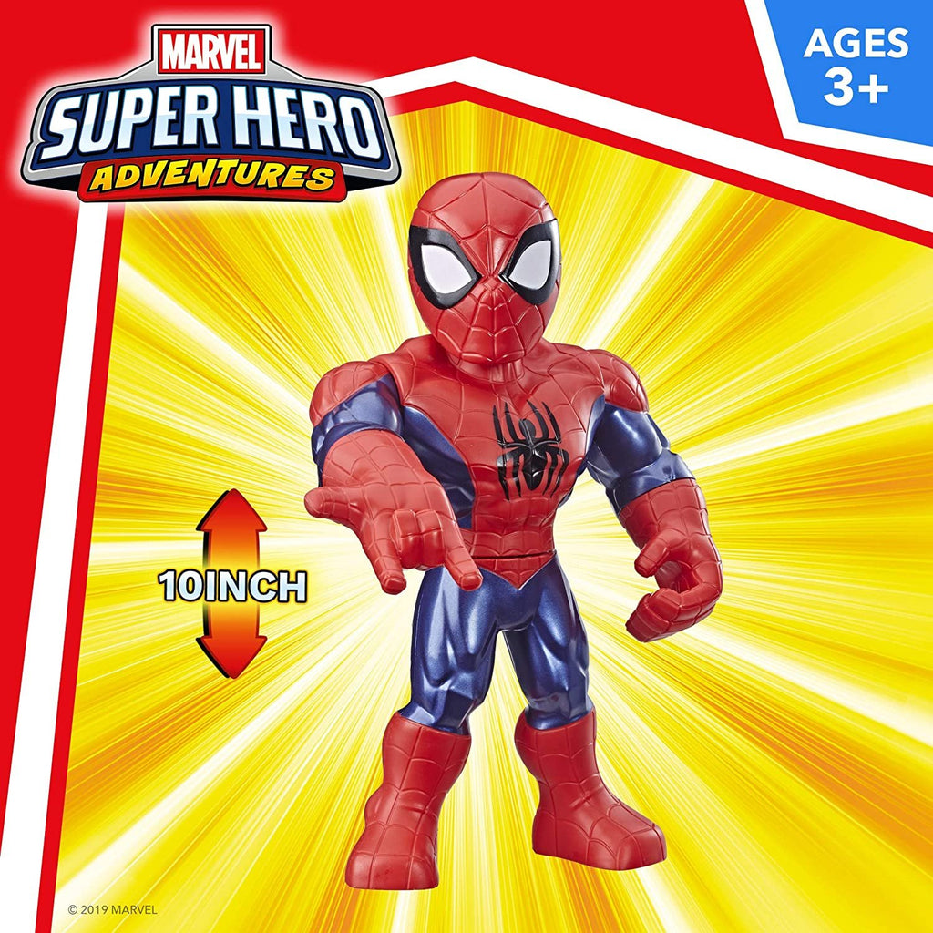 Playskool Heroes Mega Mighties Marvel Super Hero Adventures Web Warriors 3 Pack, Spider-Man, Kid Arachnid, Marvel’s Rhino, 10" Figures, Kids Ages 3 & Up