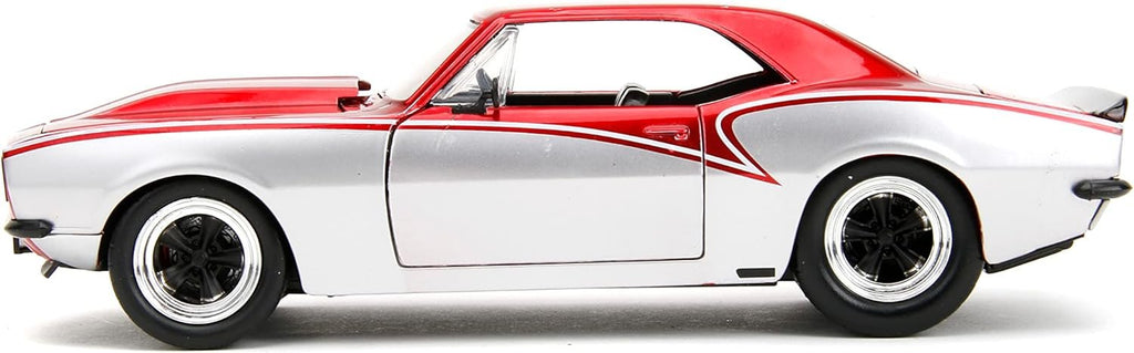 Big Time Muscle 1:24 1967 Chevy Camaro Die-Cast Car, Toys for Kids and Adults(Silver/Red)