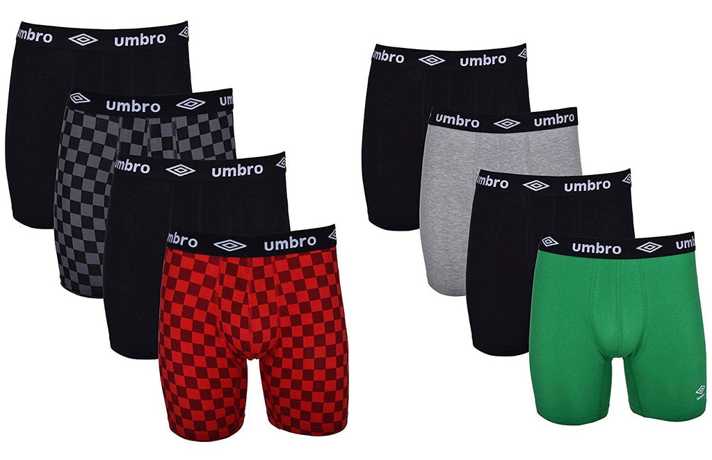 Umbro Men's Boxer Briefs 8-Pack Short Leg Trunk Athletic Cotton Stretch No Fly