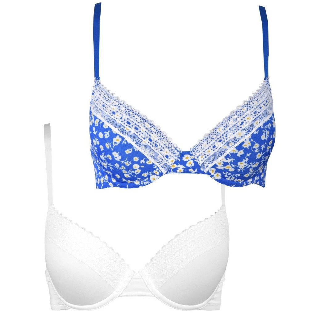 essie Women's Bras Full Coverage Lace 2-Pack Nylon/Spandex Underwire Molded