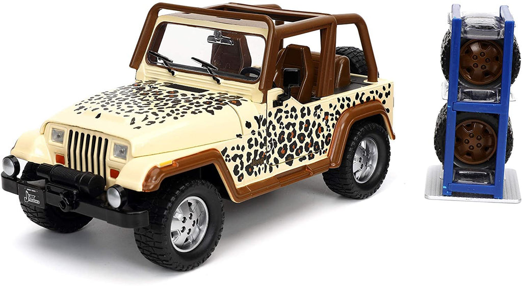 1992 Wrangler Tan and Brown with Graphics and Extra Wheels Just Trucks Series 1/24 Diecast Model Car by Jada 32426