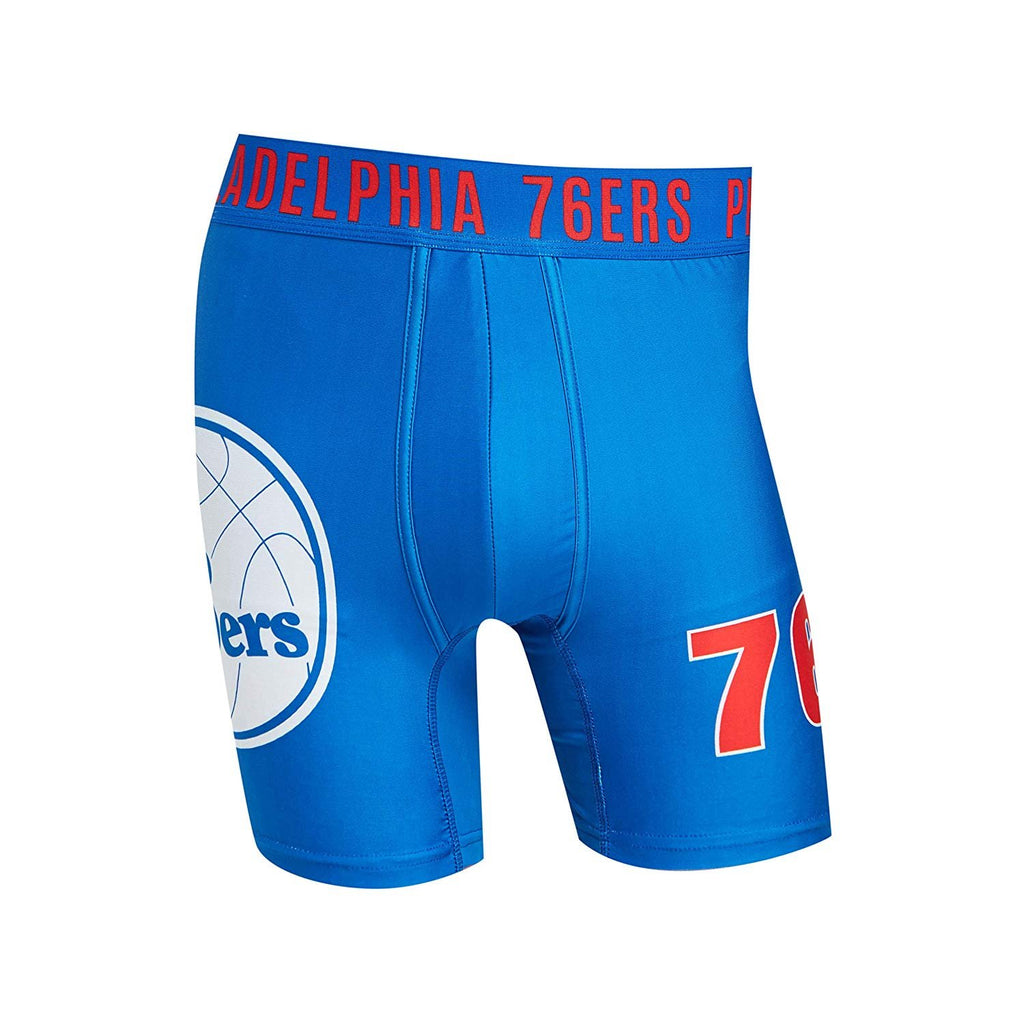 Philadelphia 76ers Mens Boxer Briefs - NBA Sublimation Performance Active Underwear Sizes M-2X Polyester/Spandex