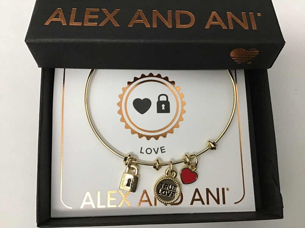 Alex and ANI True Love Trio Charm Bangle Bracelet Gold One Size