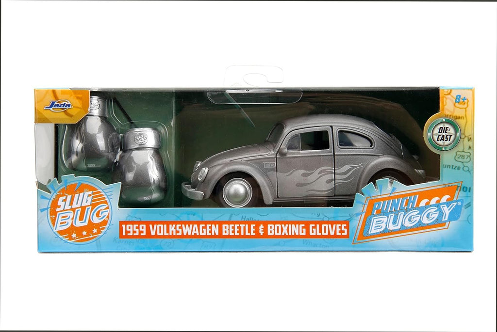 Punch Buggy 1:32 Scale 1959 Volkswagen Beetle Die-cast Car with Mini Gloves Accessory (Grey), Toys for Kids and Adults
