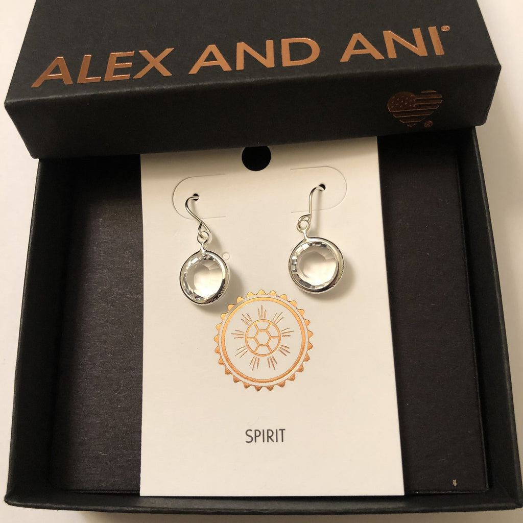 Alex and Ani A19E55SS Women's Swarovski Color Code Earrings April Clear Crystal, Shiny Silver, One Size