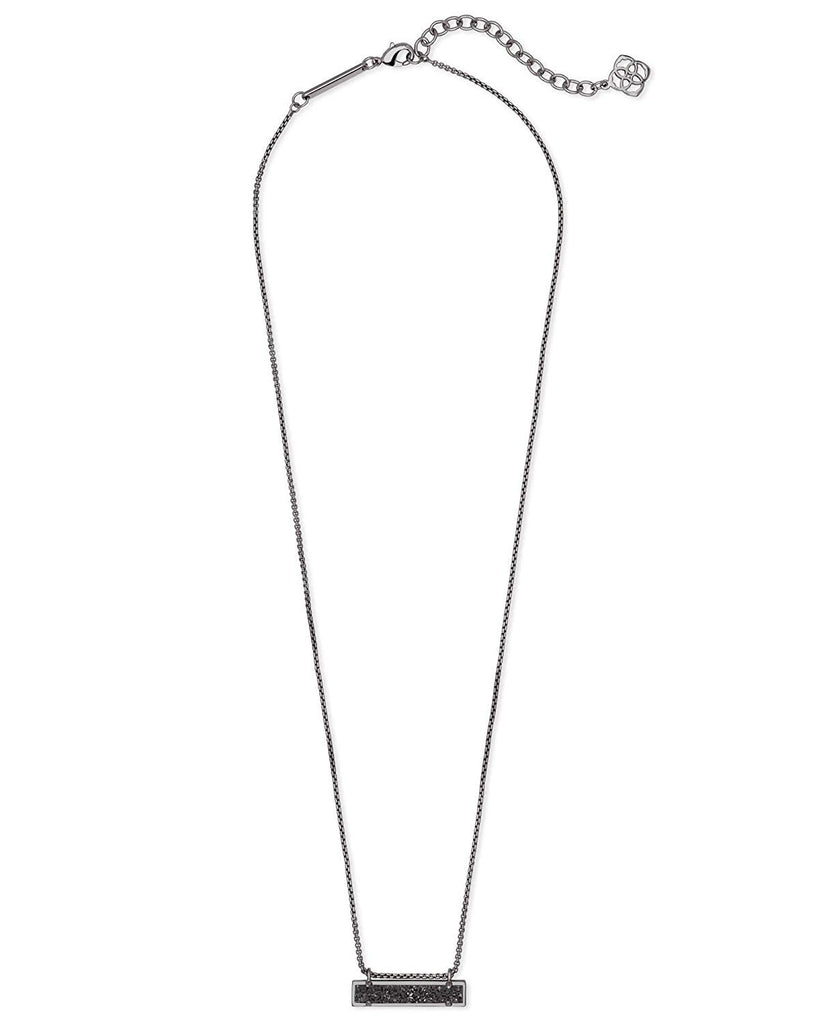 Kendra Scott Leanor Gunmetal Pendant Necklace in Black Drusy