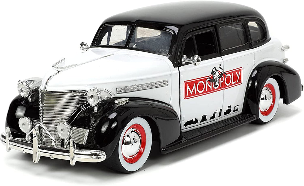 Jada Toys Mr. Monopoly 1:24 1939 Chevrolet Master Deluxe Die-cast Car w/ 2.75" Rich Uncle Pennybags Figure, Toys for Kids and Adults (33230)