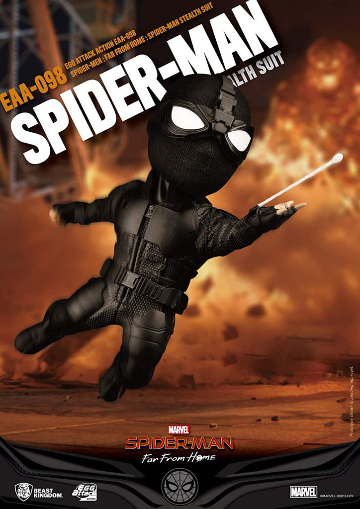 Beast Kingdom Spider-Man Far from Home: Stealth Spider-Man EAA-098 Egg Attack Action Figure, Multicolor
