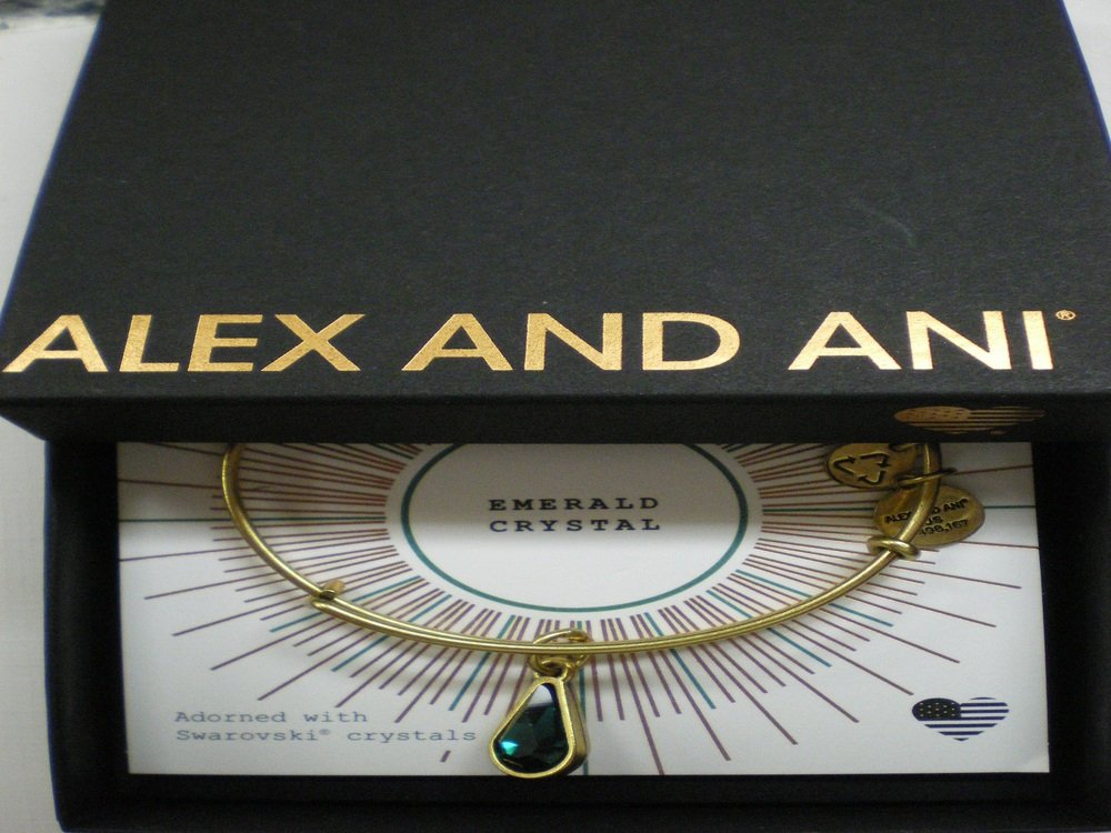 Alex and Ani Womens Swarovski Teardrop Color Code Bangle September/Rafaelian Gold/Sapphire