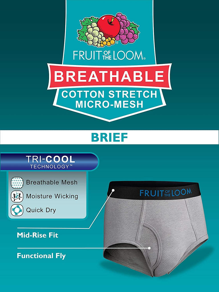 Fruit of the Loom Men's Breathable Cotton Briefs