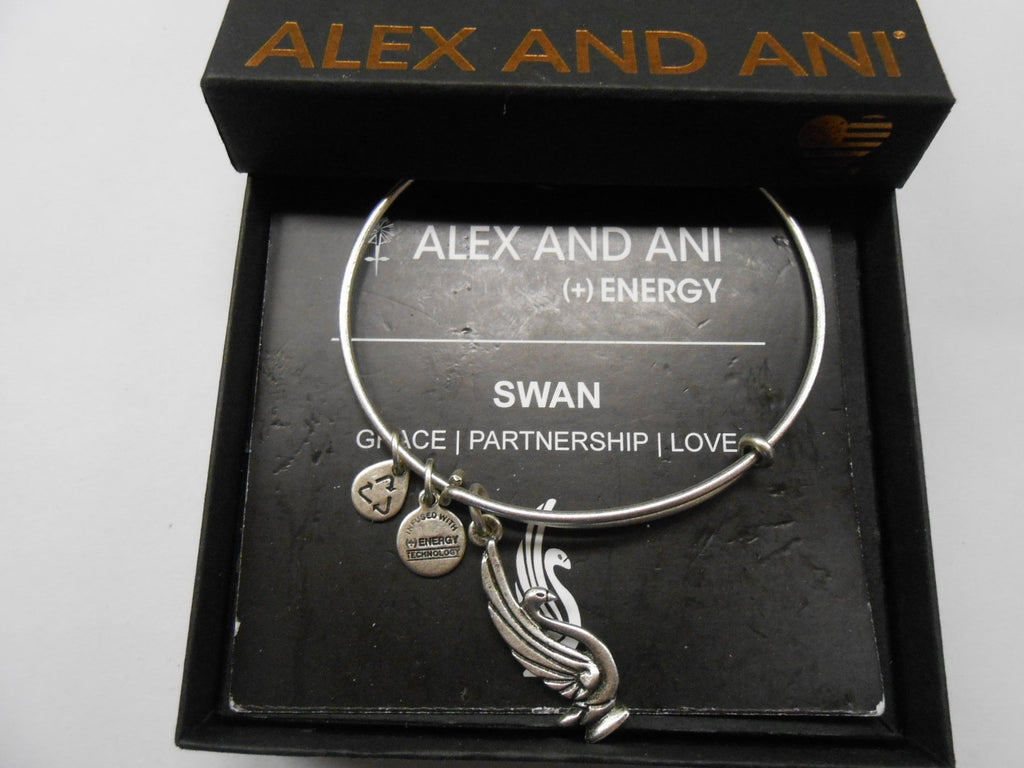 Alex and Ani Swan Charm Expandable Bangle Bar Bracelet