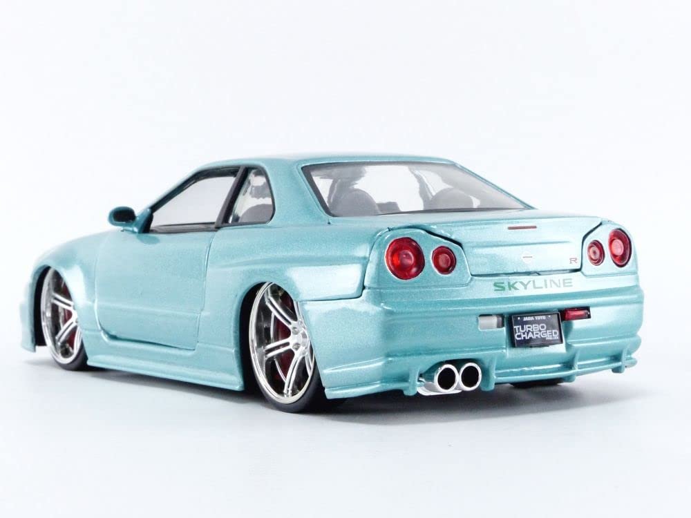 Jada Toys Fast & Furious 1:24 Brian's 2002 Nissan Skyline GT-R R34 Blue Green Die-cast Car, Toys for Kids and Adults
