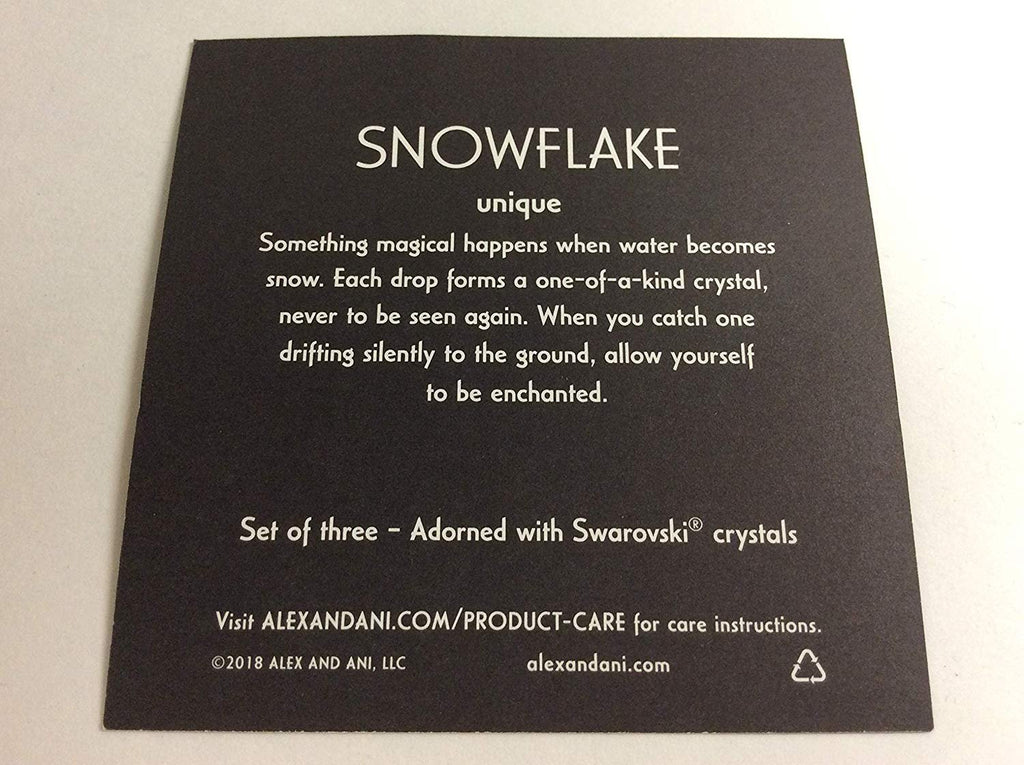 Alex and Ani Crystal Snowflake Set of 3 Bangle Bracelet Shiny Silver Tag Box Card