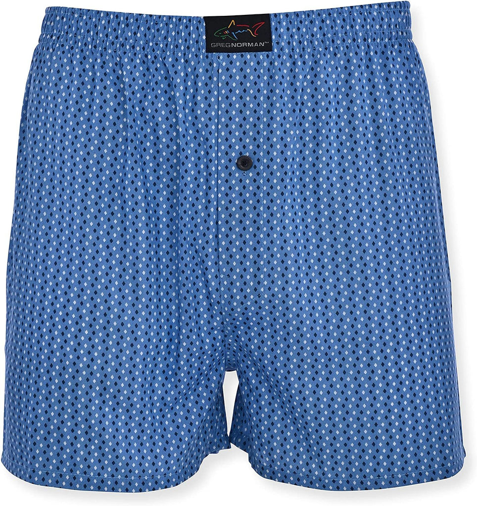 Greg Norman Mens Woven Boxers - Button Fly Lightweight Classic Fit Brethability Golf Legend