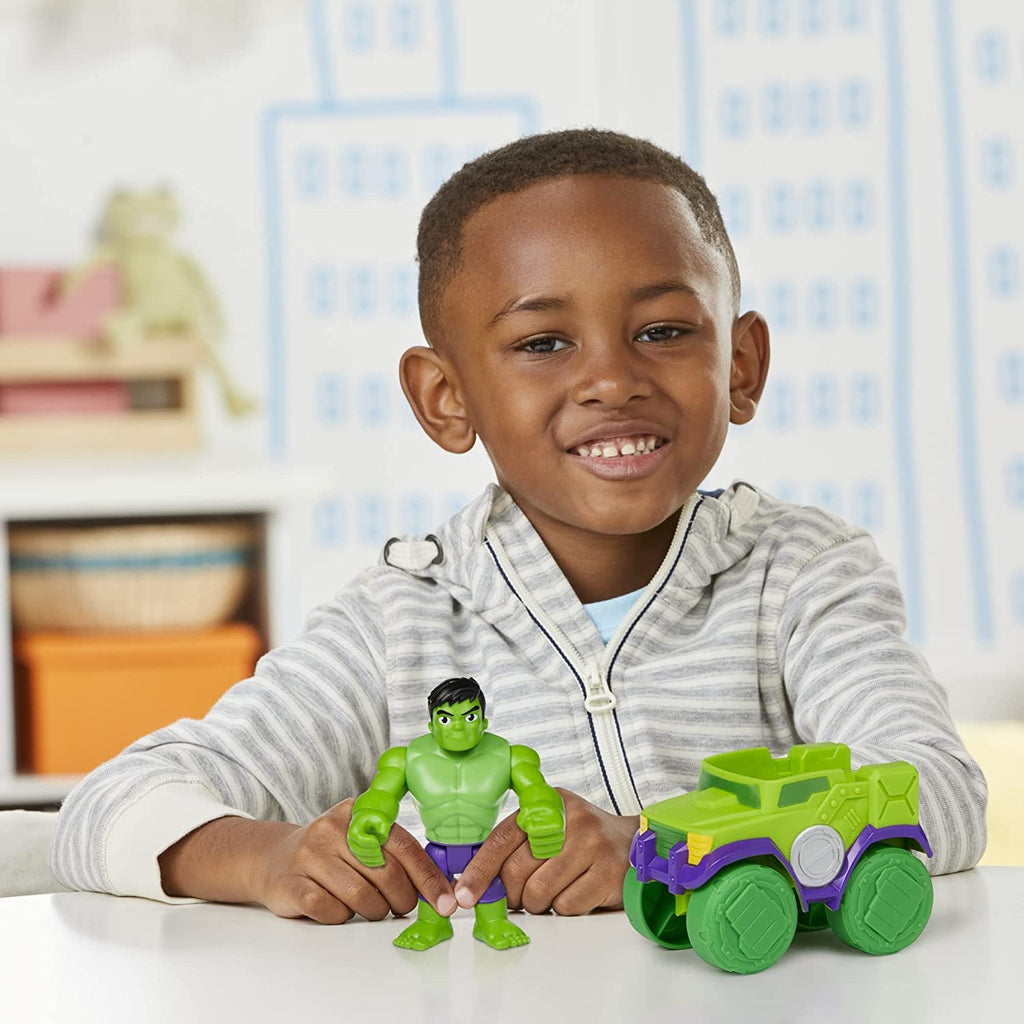 Hasbro Marvel Spidey and His Amazing Friends Hulk Action Figure and Smash Truck Vehicle, Pre-School Toy for Children Aged 3 and Up, Multicolor (F3989)