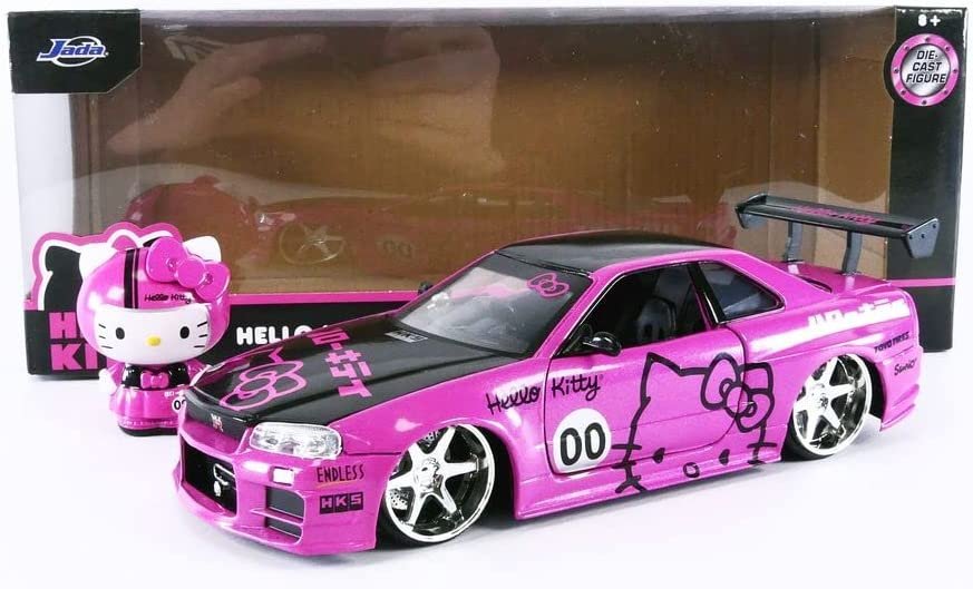Jada Toys Sanrio 1:24 1986 Toyota Trueno (AE86) Die-cast Car & Aggretsuko️ Figure, Toys for Kids and Adults (33725)