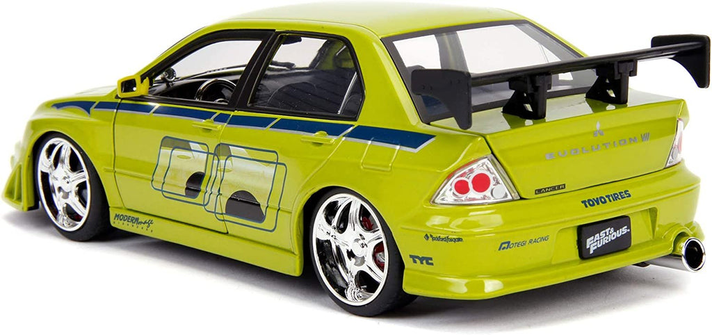 Jada Toys Fast & Furious 1:24 Brian's Mitsubishi Lancer Evolution VII Die-cast Car, Toys for Kids and Adults, Lime Green (99788)