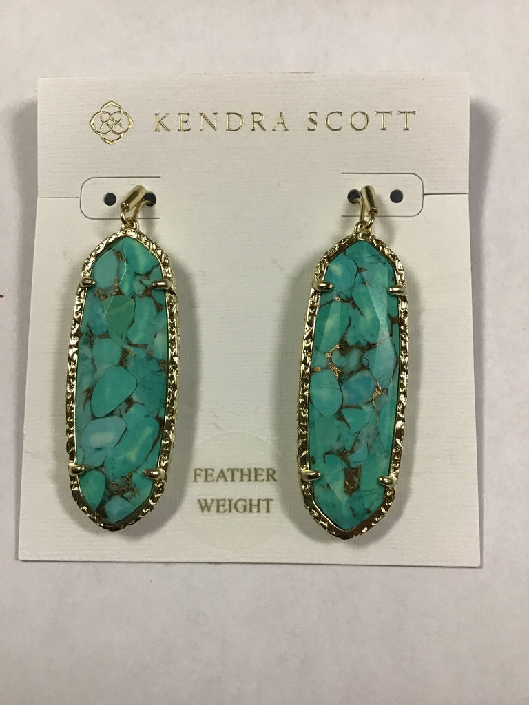 Kendra Scott Women's Layla Drop Earrings, Gold Bronze Veined teal