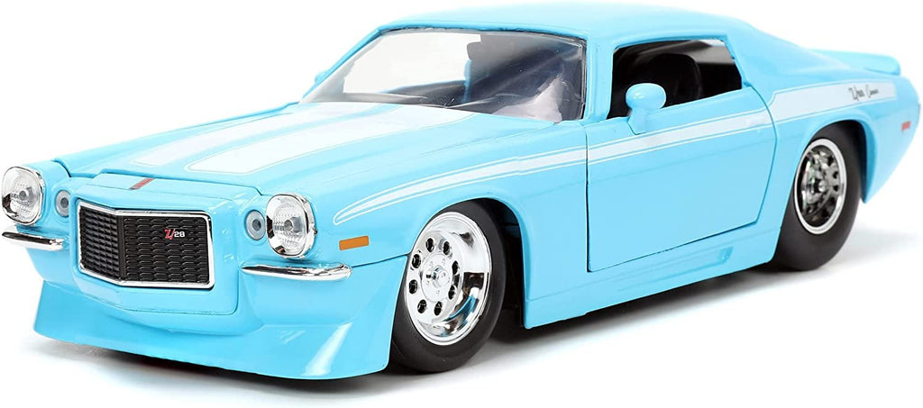 1971 Chevy Camaro Z/28 Light Blue with White Stripes Bigtime Muscle Series 1/24 Diecast Model Car by Jada 34201