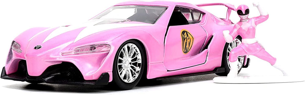 Mighty Morphin Power Rangers 1:32 Toyota FT-1 Concept Die-cast Car with 1.65" Pink Ranger Figure, Toys for Kids and Adults