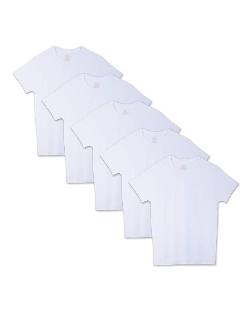 Fruit of the Loom Men's 5-Pack Crewneck Tees Size XL Tagless Ultrasoft Signature White