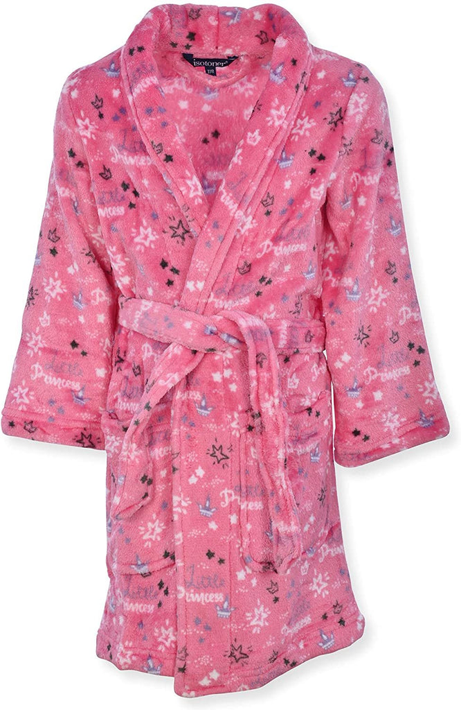 Isotoner Girls Plush Robe - Toddler Little Big Girl Unicorns Pink Comfortable