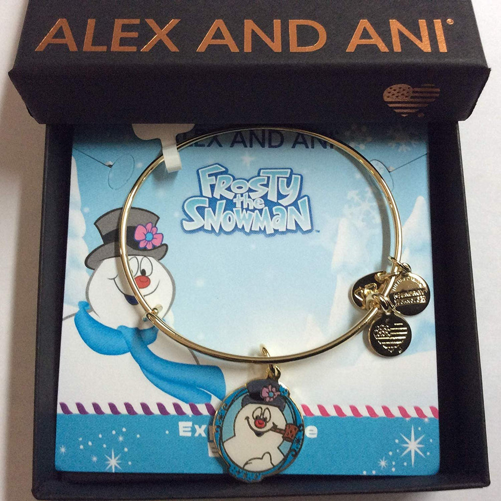 Alex and Ani Frosty The Snowman Bangle Bracelet Shiny Gold One Size