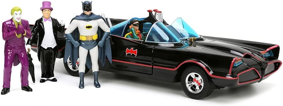 1966 Classic Car with Diecast Batman Figures Batman TV Series (1966) "Hollywood Rides Series 1/24 Diecast Model Car by Jada 33737