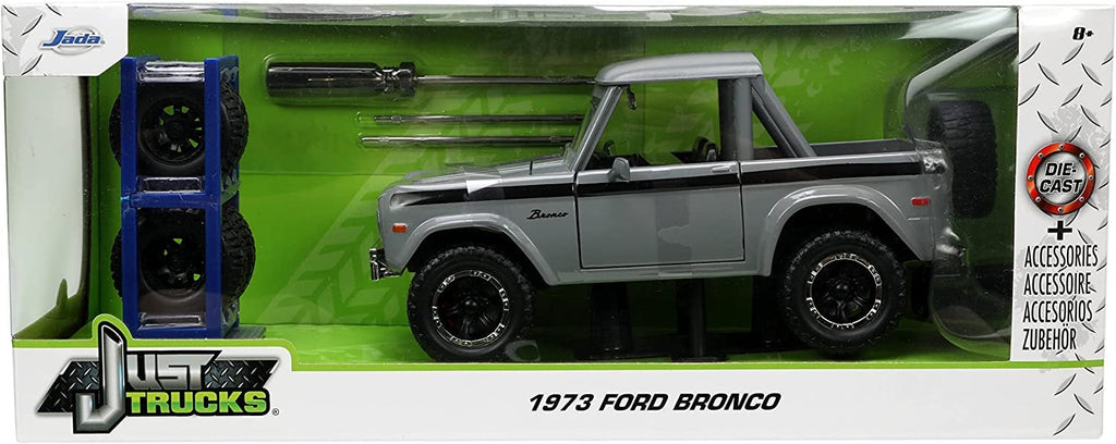 Jada Toys Just Trucks 1:24 1973 Ford Bronco Die-cast Car Grey, Toys for Kids and Adults