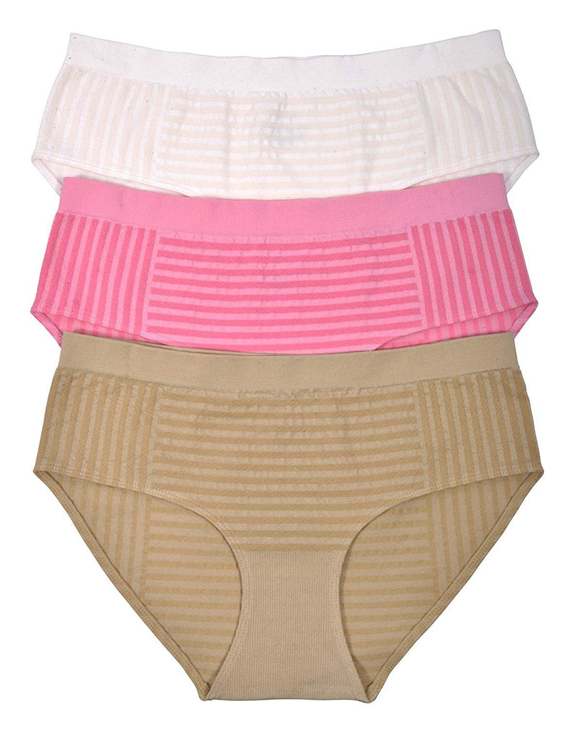 Elle Women's Hipsters Panties Seamless - 6-Pack Jaquard Hipster Nylon/Spandex Blend