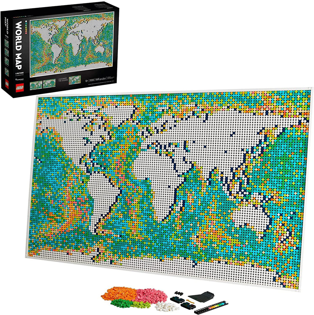 LEGO Art World Map 31203 Building Kit; Meaningful, Collectible Wall Art for DIY and Map Enthusiasts; New 2021 (11,695 Pieces)