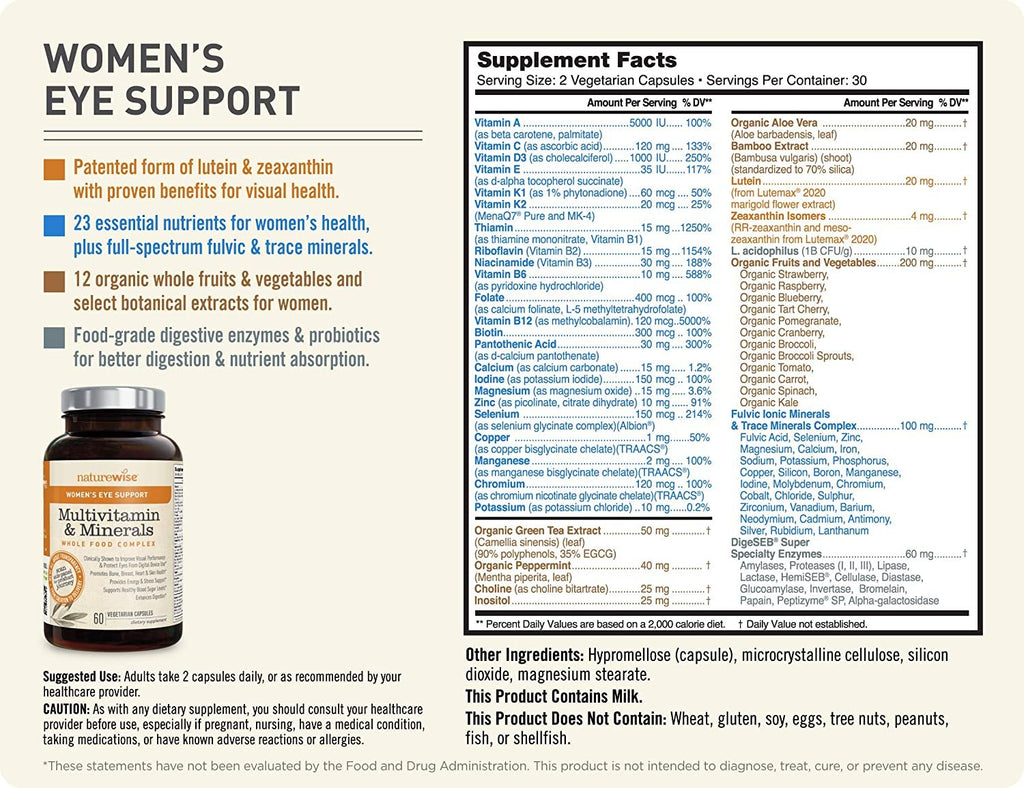 NatureWise Women's Eye Support Whole Food Multivitamin for Eye Health ...
