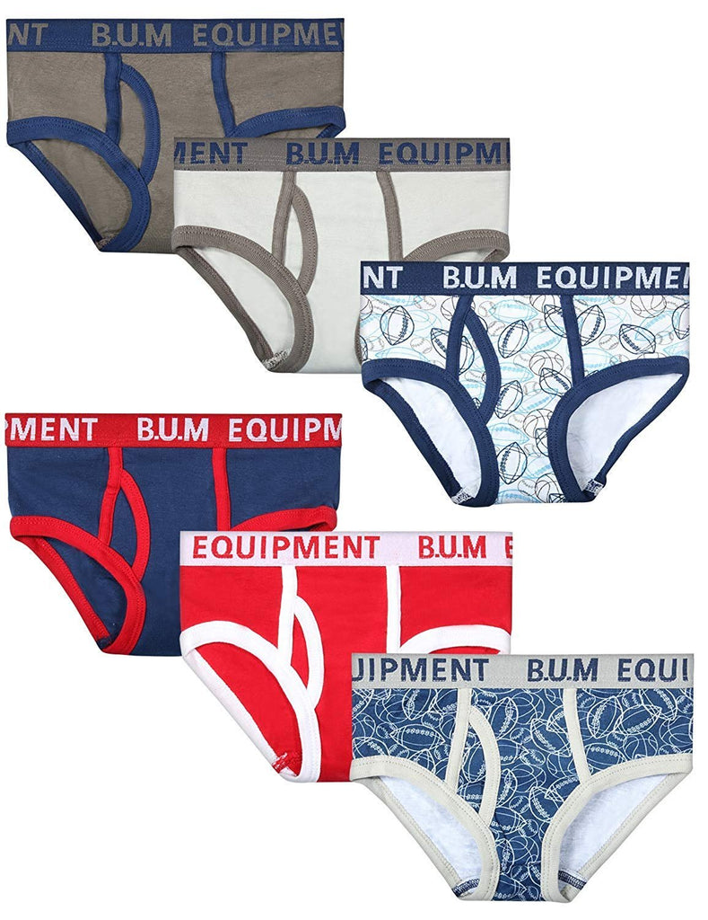 B.U.M. Equipment Toddler and Little Boys' 6 Pack Underwear Briefs, Solids and Prints