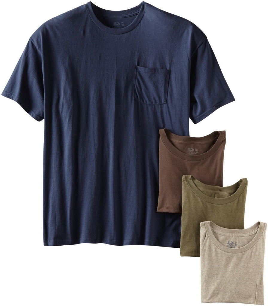 Fruit of the Loom Men's 6-pack Pocket T-shirts M-3X in Famous Brand Packs ASSTD