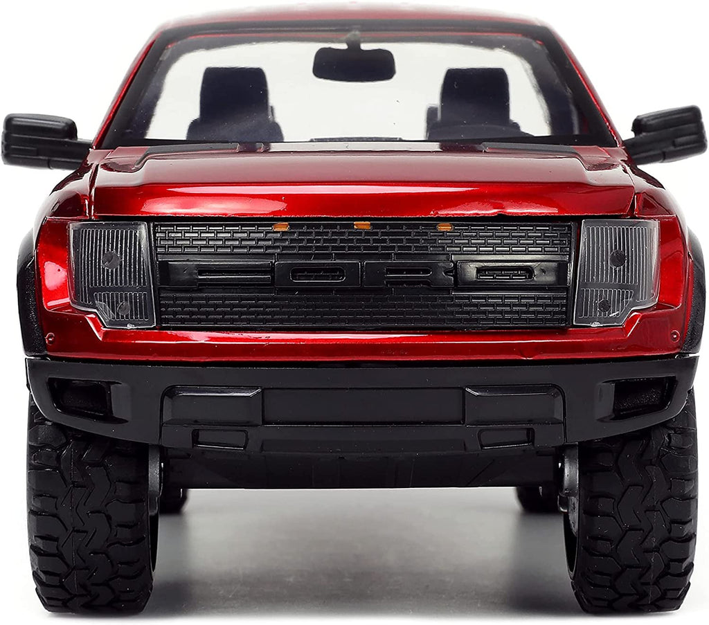 Jada Toys Just Trucks 1:24 2011 Ford SVT Raptor Die-cast Car Red with Tire Rack, Toys for Kids and Adults