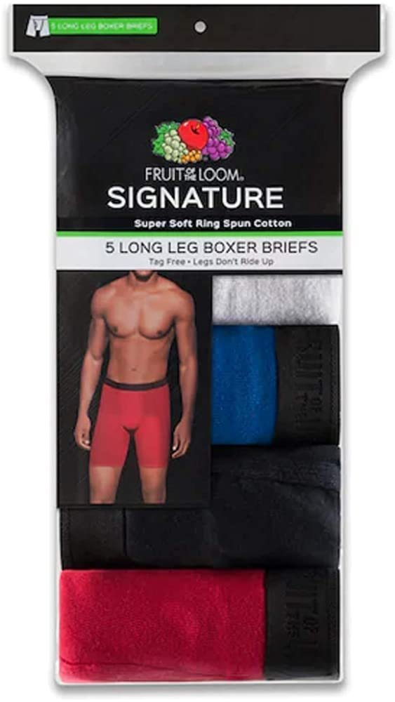 Fruit of the Loom Men's Boxer Briefs 5-Pack Signature/Regular Long Leg/Regular Leg S-2X