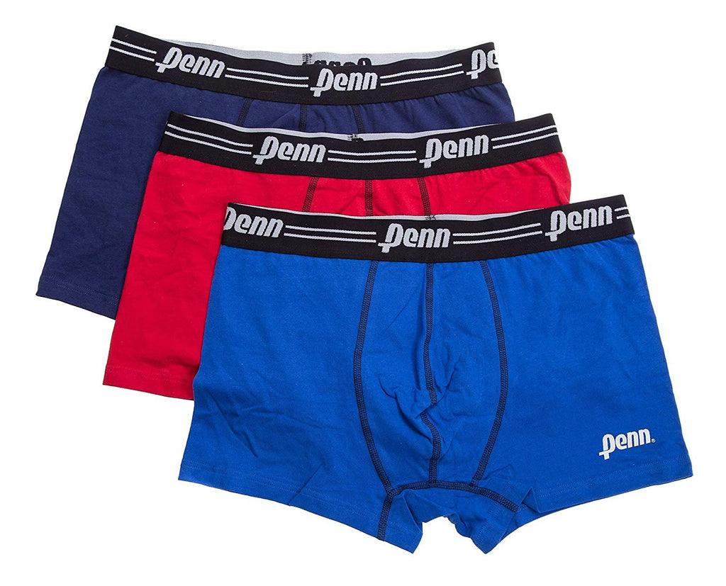 Penn Mens 3-Pack Athletic Boxer Briefs, Silver-Navy-Royal, S
