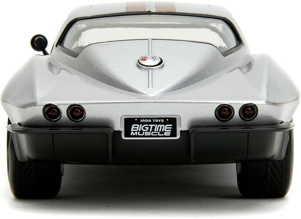 Big Time Muscle 1:24 1966 Chevrolet Corvette Stingray Die-Cast Car, Toys for Kids and Adults(Silver)