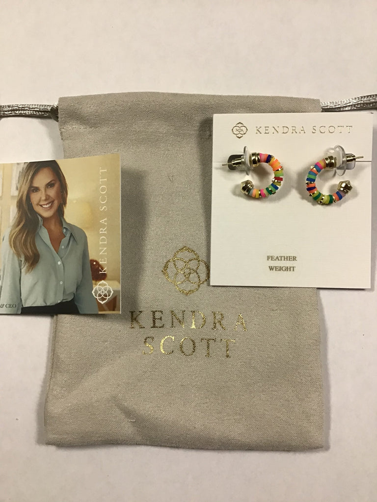 Kendra Scott Women's Reece Huggie Earrings, Gold Neon Mix