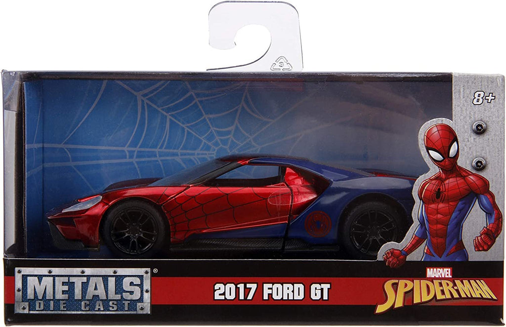 Jada Toys Metals Die-Cast Spider-Man 2017 Ford GT, 1:32 Scale Die-Cast Vehicle Red/Blue