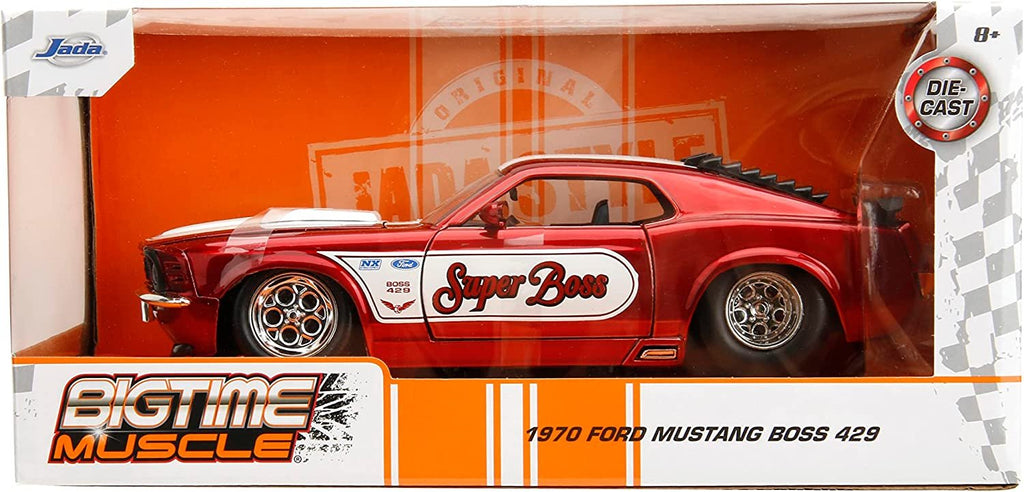 Big Time Muscle 1:24 1970 Ford Mustang Boss 429 Die-cast Car Candy Red, Toys for Kids and Adults