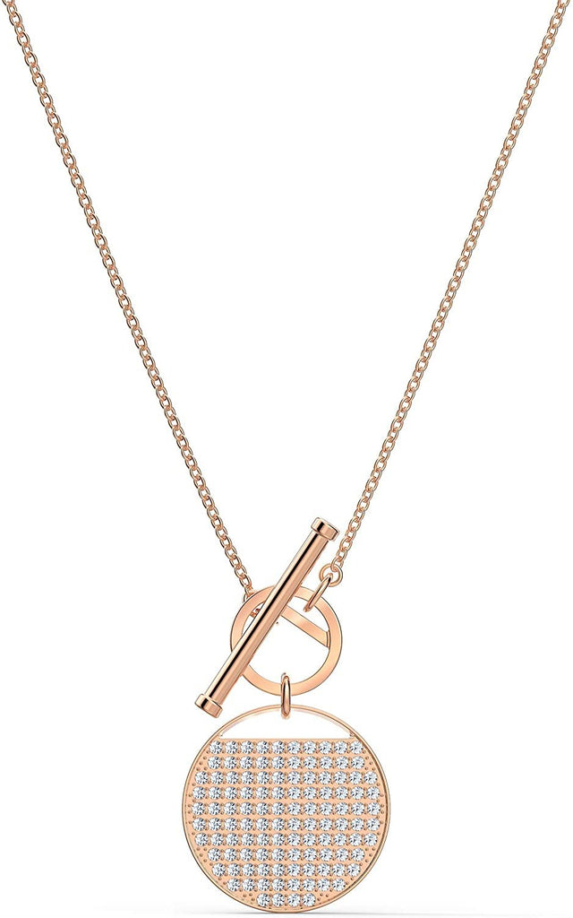 SWAROVSKI Women's Ginger Rose-Gold Tone Finish Necklace & Earrings Clear Crystal Jewelry Collection