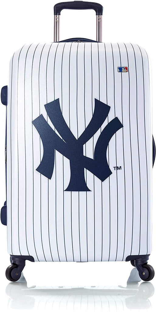 Heys America New York Yankees Officially Licensed Expandable Spinner Luggage (White, 26-Inch)