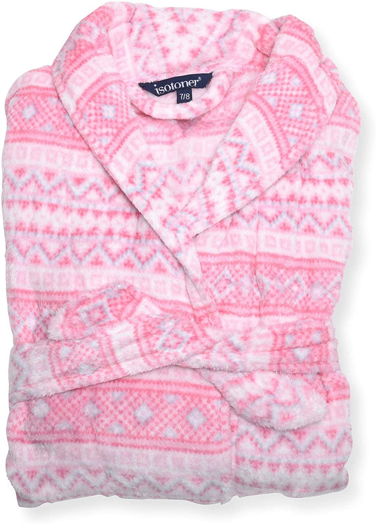 Isotoner Girls Plush Robe - Toddler Little Big Girl Unicorns Pink Comfortable
